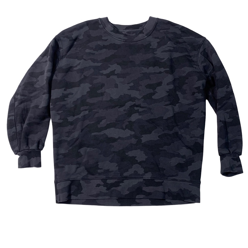 Lululemon Athletica Perfectly Oversized Camo Crew Neck Sweater Gray Size 4